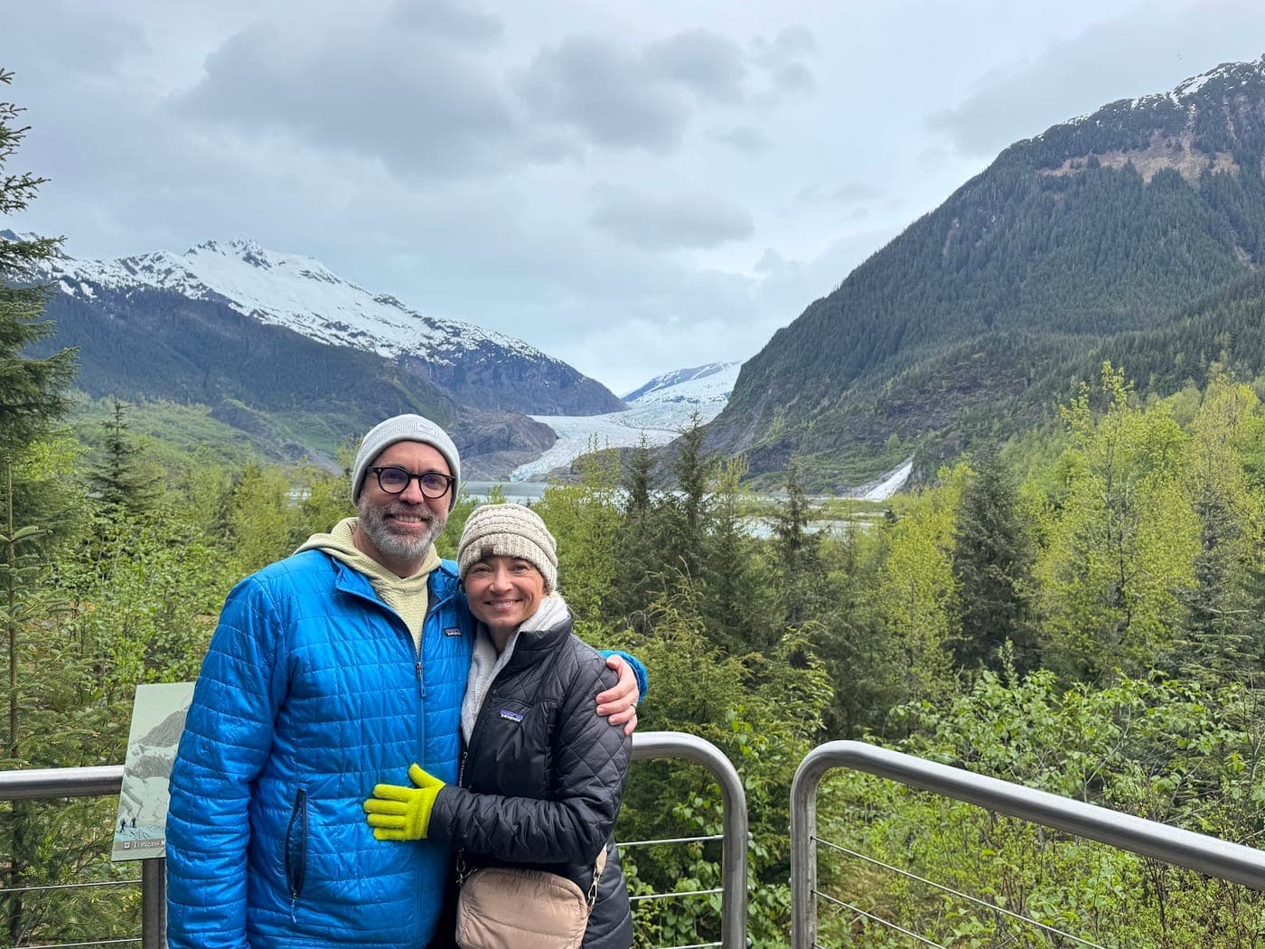 Terry and Robin in front of Mendenhall Glacier, Alaska