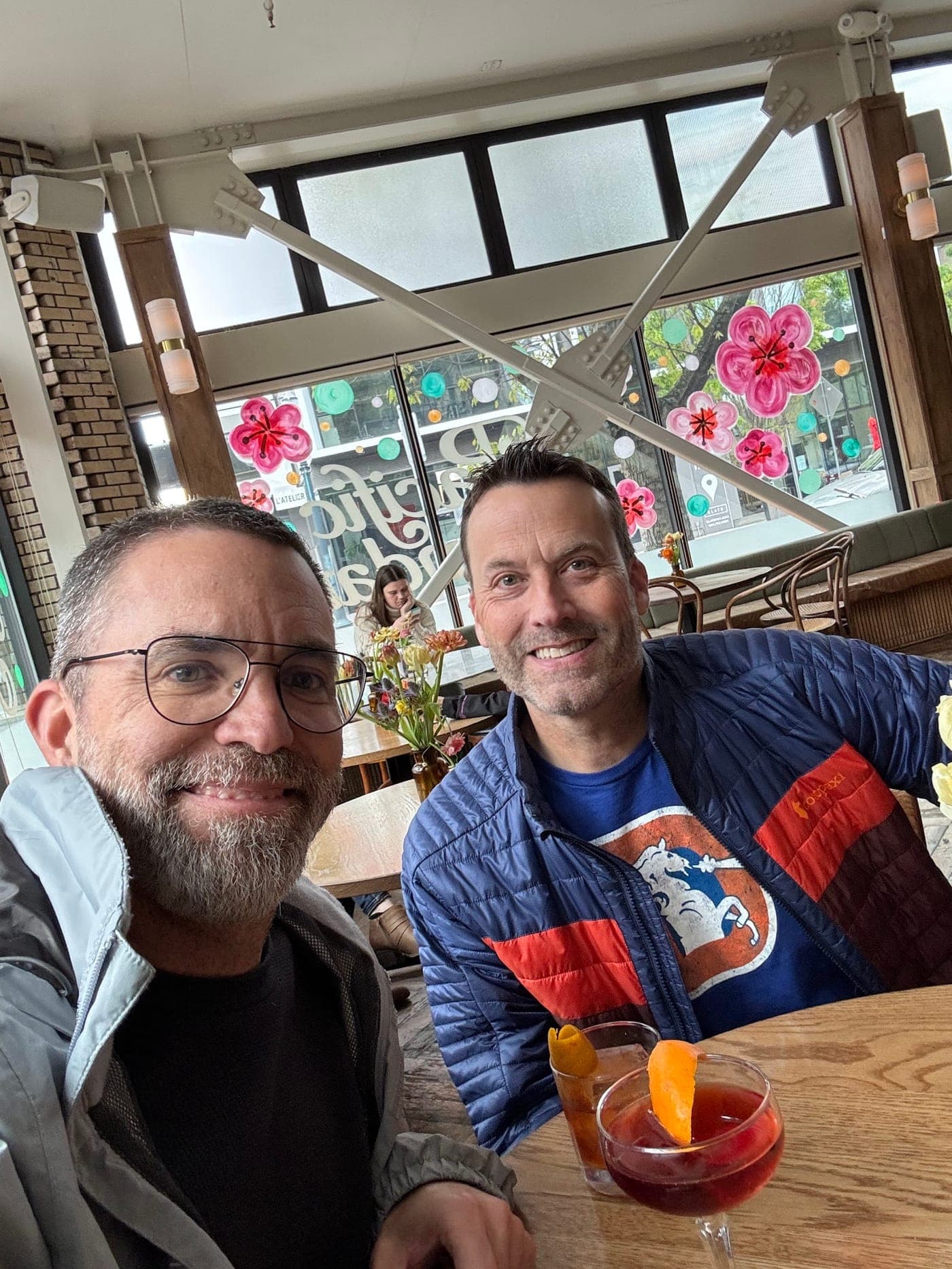 Terry with Brian at a café