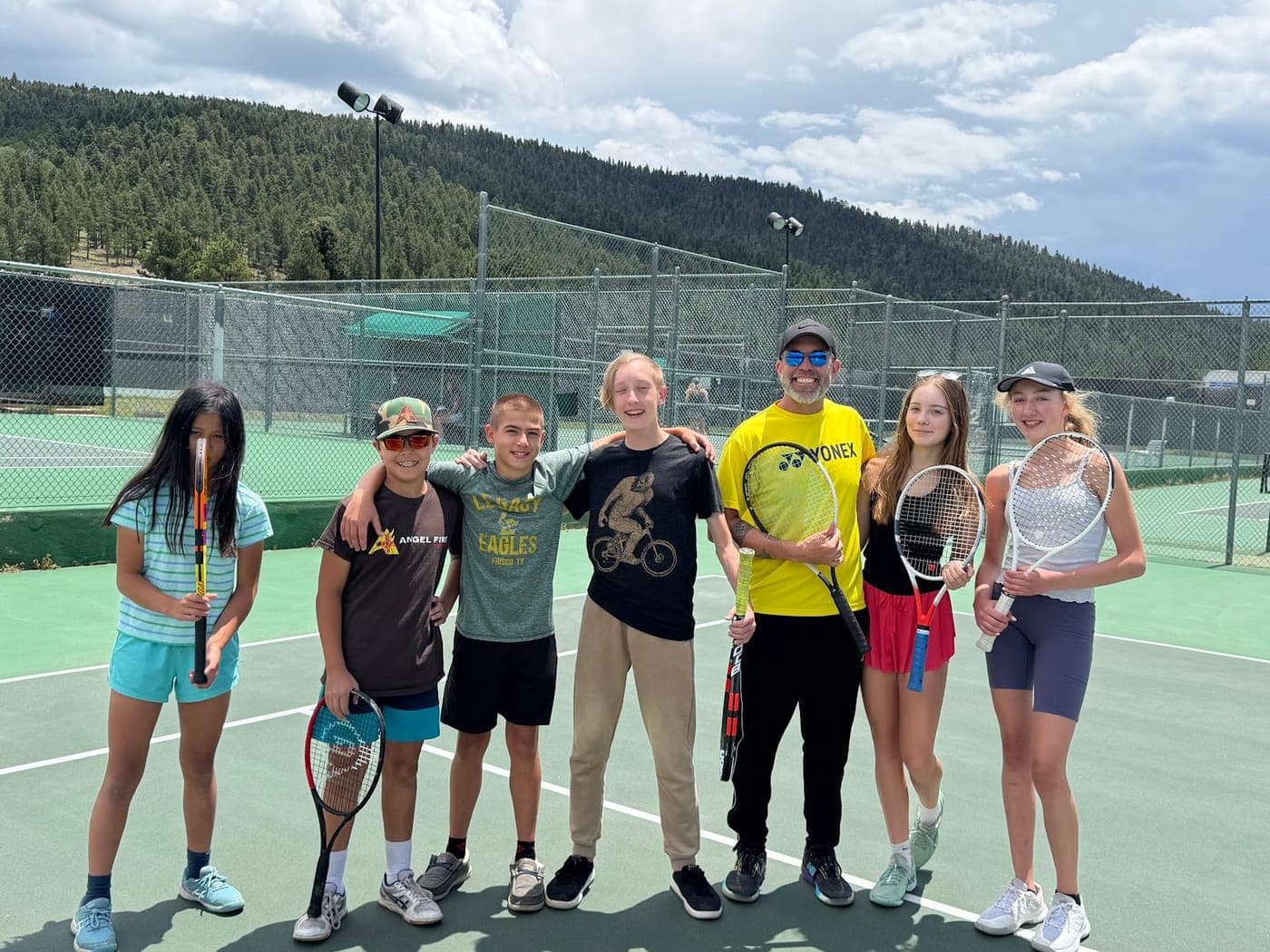 Terry coaching junior players in Angel Fire