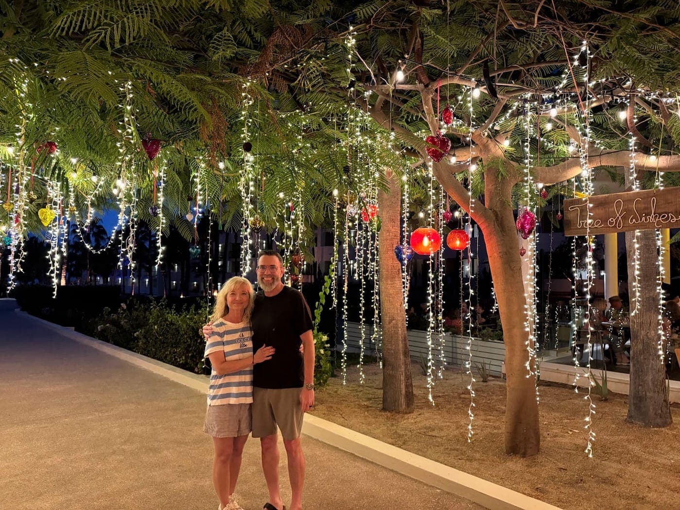 Terry and Robin under the Tree of Wishes in Cabo