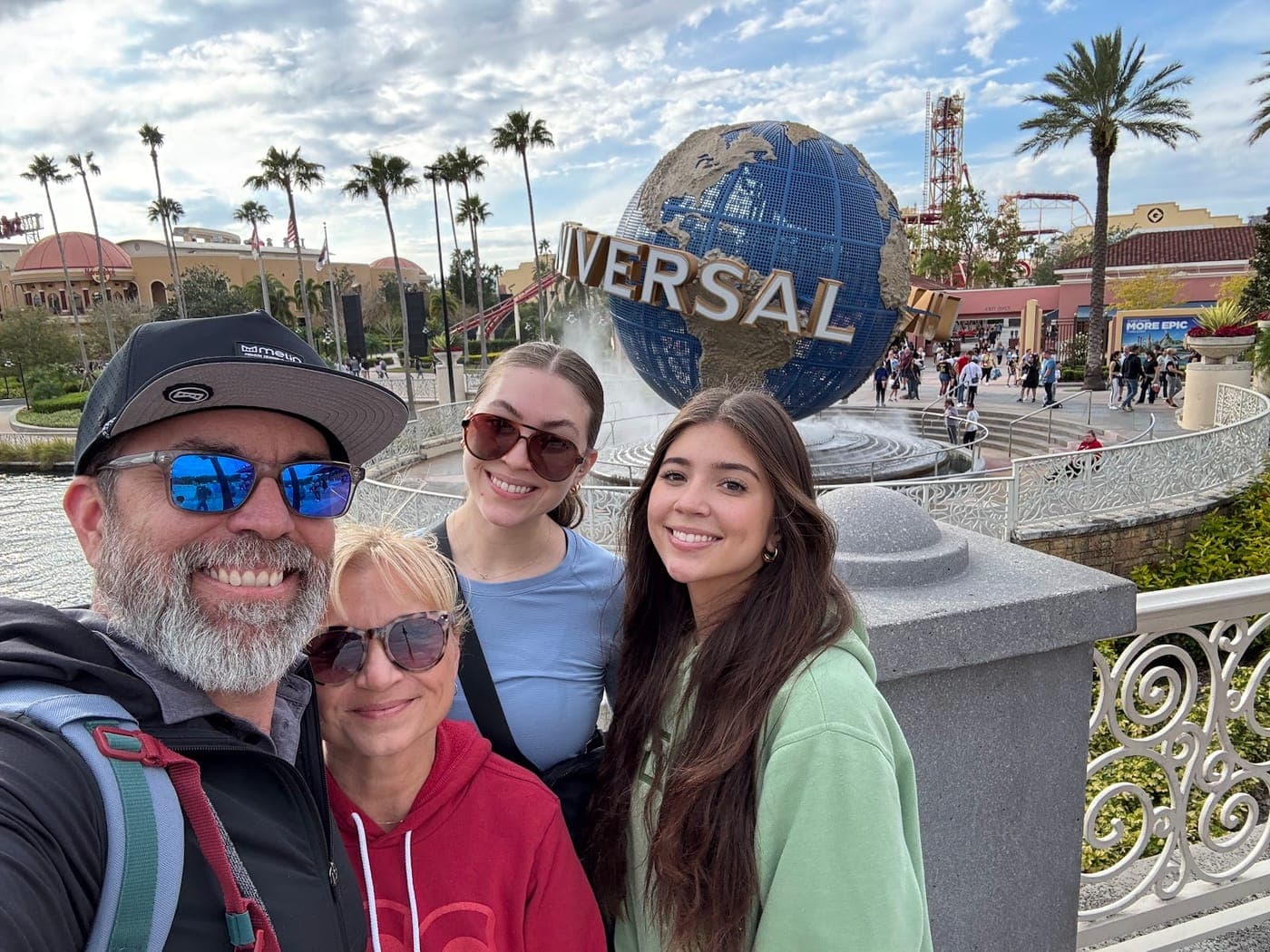 Terry, Robin, and the girls at Universal Studios